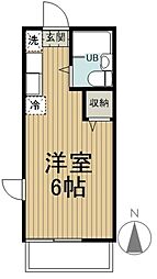 フラット程久保 2階1Kの間取り
