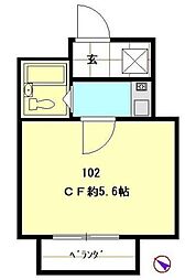 小豆沢マンション 1階1Kの間取り