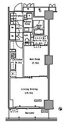 パークアクシス豊洲 13階1LDKの間取り
