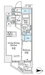 アヴァンカーサ町屋 3階1LDKの間取り