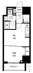 アーバンパーク王子2 1DKの間取図画像