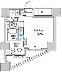 ベルファース目黒 10階ワンルームの間取り