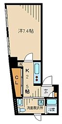 モトウィングヒルズ 4階1Kの間取り