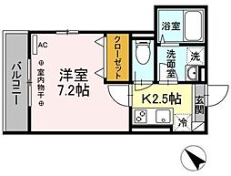 マ・メゾン鵠沼花沢B 1Kの間取図画像