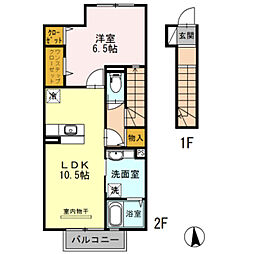 D-room三葛 1LDKの間取図画像