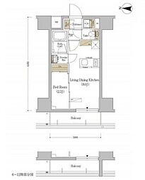 アーバネックス森下ウエスト 4階1LDKの間取り