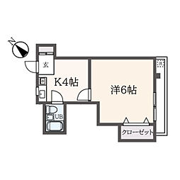 フロムＳ 2階1Kの間取り