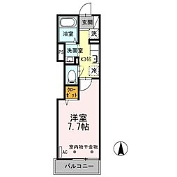 ビクロス 2階1Kの間取り