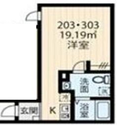 ＨＡＳＡＩ ＢＵＩＬＤＩＮＧ 北千住 2階ワンルームの間取り