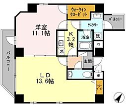 レジデンスクリード駒込 1LDKの間取図画像