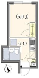 JR総武線 東中野駅 徒歩7分の賃貸マンション 2階1Kの間取り