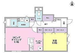 テラスアルビレオ 1LDKの間取図画像