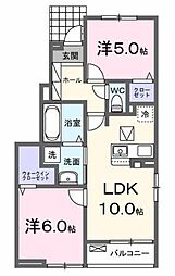 アルバ Ｂ 1階2LDKの間取り