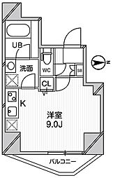 ジェノヴィア蒲田スカイガーデン 7階ワンルームの間取り
