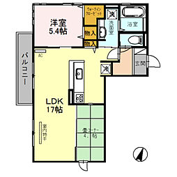 ルナピエーナ　A棟 1階1LDKの間取り