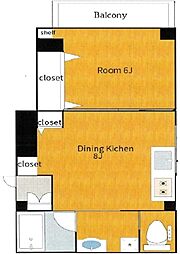 千秋ビル 1LDKの間取図画像