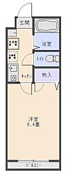 セラドン・グレイ 1Kの間取図画像