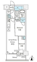 フロンティアレジデンス錦糸公園 2LDKの間取図画像