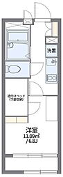 レオパレス冨士 2階1Kの間取り