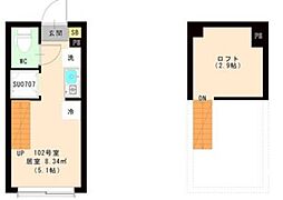 エスペランサ 平井 1階ワンルームの間取り