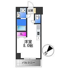 ルミノーサ堺 6階ワンルームの間取り