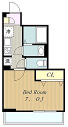 リブリ・アルモ 1階1Kの間取り