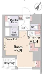 グランハイツ曙橋 6階1Kの間取り