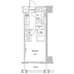 ザ・パークハビオ文京江戸川橋 3階1Kの間取り