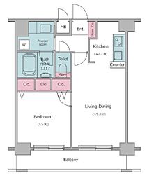 レジディア新川 1LDKの間取図画像