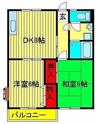 アイランド 1階2DKの間取り
