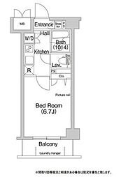 BPRレジデンス豪徳寺 5階1Kの間取り