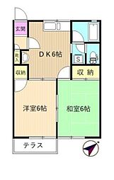 ポプリハイツ 2DKの間取図画像
