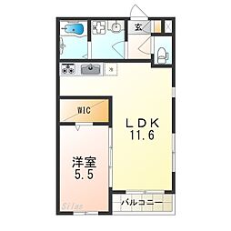 南海線 湊駅 徒歩14分の賃貸アパート 2階1LDKの間取り