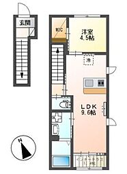 西東京市栄町1丁目アパート 1LDKの間取図画像