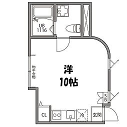 都営大江戸線 西新宿五丁目駅 徒歩14分の賃貸アパート 2階ワンルームの間取り
