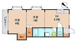 東京メトロ東西線 妙典駅 徒歩4分の賃貸アパート 2階2DKの間取り