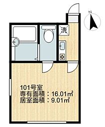 シャンテ小菅II 1階1Kの間取り