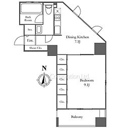 KDXレジデンス西麻布 1DKの間取図画像