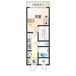 阪神本線 杭瀬駅 徒歩13分の賃貸アパート 3階1Kの間取り