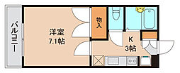 プティ・リヴィエール 2階1Kの間取り