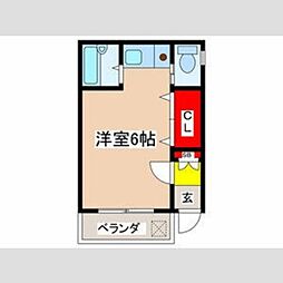 コーポ山崎 1階ワンルームの間取り