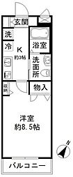 KIRIEMAISON国立 1Kの間取図画像