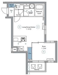 シーフォルムネクスト池袋ウエスト 2階1LDKの間取り