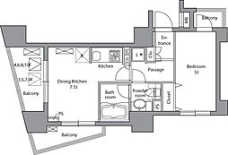 レジディア神田岩本町 4階1DKの間取り