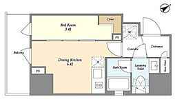 ジオエント門前仲町 7階1DKの間取り