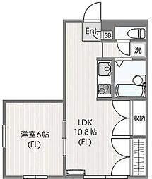 ソレイユ橋本 1LDKの間取図画像