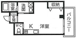 イルリッシュ立花 ワンルームの間取図画像