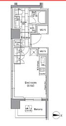 パークハビオ東陽町 6階ワンルームの間取り