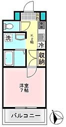 キングスコート 1Kの間取図画像