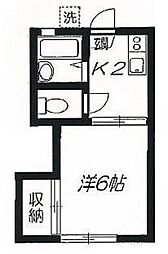 ヴァンヴェールII 1階1Kの間取り